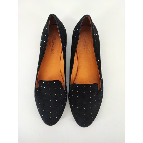 Madewell Women's Teddy Black Suede Studded Flats Size 8 US - Picture 4 of 9